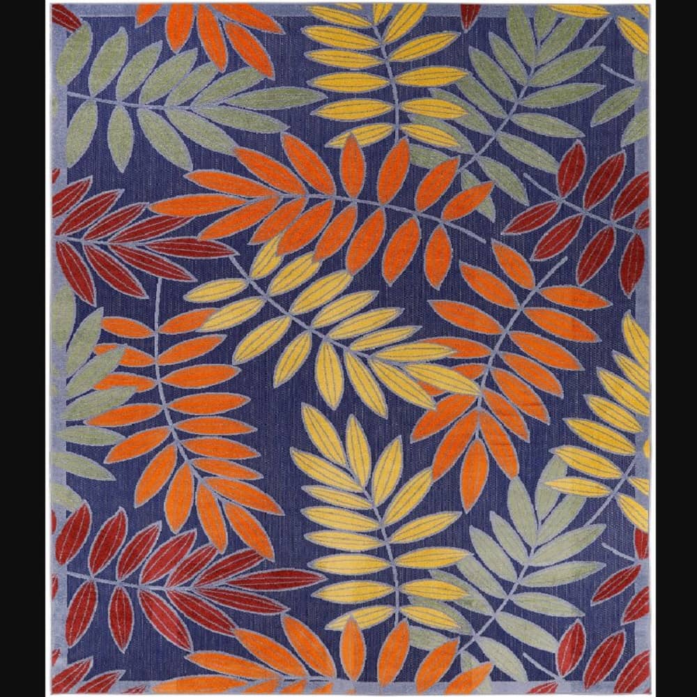 Nourison Contemporary Floral Rectangle Area Rug Aloha Navy Multicolor Made In Turkey