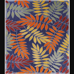 Nourison Contemporary Floral Rectangle Area Rug Aloha Navy Multicolor Made In Turkey