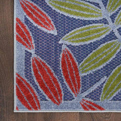 Nourison Contemporary Floral Rectangle Area Rug Aloha Navy Multicolor Made In Turkey