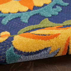 Nourison Contemporary Floral Rectangle Area Rug Aloha Navy Multicolor Made In Turkey