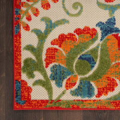 Nourison Contemporary Floral Rectangle Area Rug Aloha Red Multicolor Made In Turkey