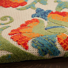 Nourison Contemporary Floral Rectangle Area Rug Aloha Red Multicolor Made In Turkey