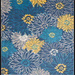 Nourison Contemporary Floral Rectangle Area Rug Passion Blue PSN17 Made In Turkey