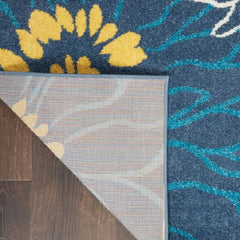 Nourison Contemporary Floral Rectangle Area Rug Passion Blue PSN17 Made In Turkey