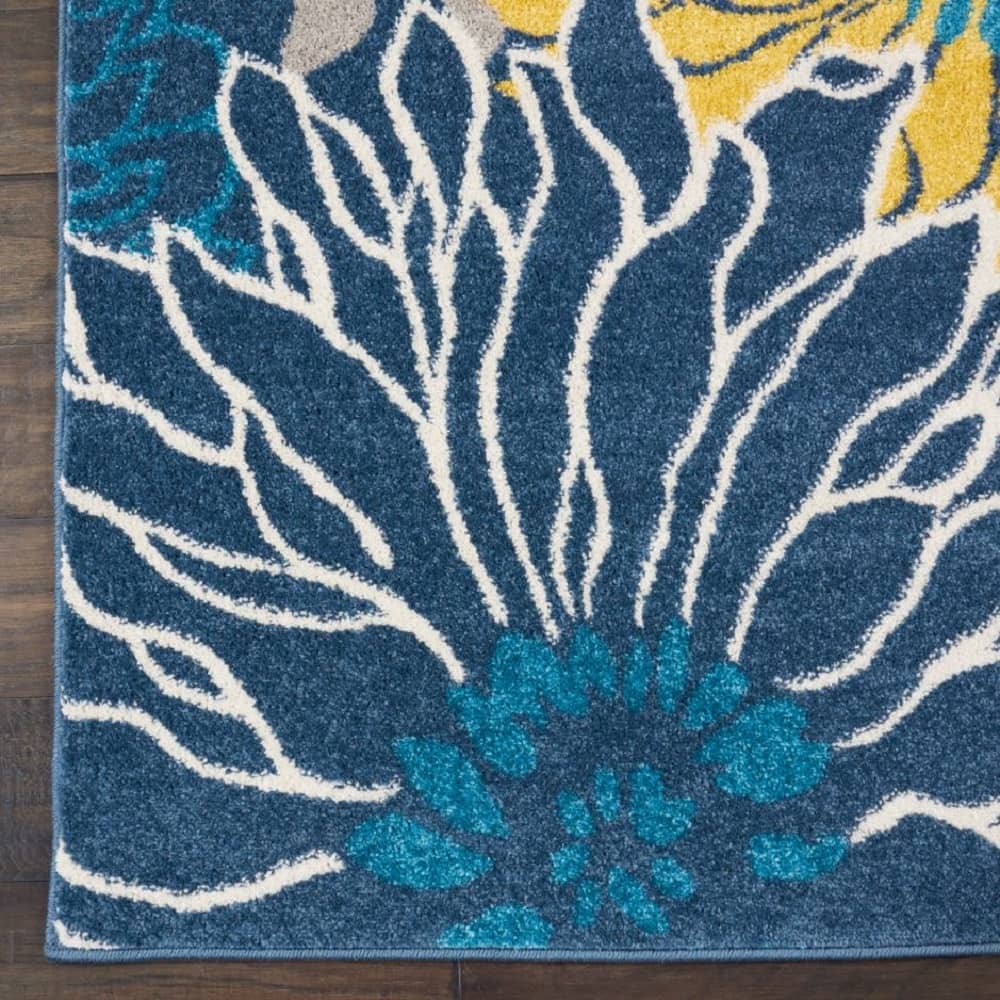 Nourison Contemporary Floral Rectangle Area Rug Passion Blue PSN17 Made In Turkey