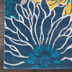 Nourison Contemporary Floral Rectangle Area Rug Passion Blue PSN17 Made In Turkey
