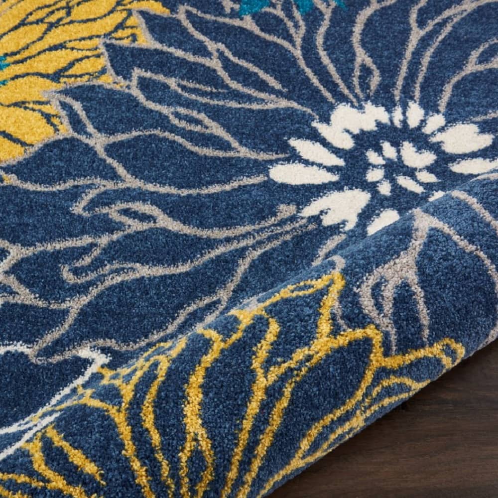 Nourison Contemporary Floral Rectangle Area Rug Passion Blue PSN17 Made In Turkey