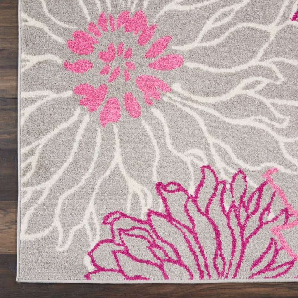 Nourison Contemporary Floral Rectangle Area Rug Passion Grey PSN17 Made In Turkey