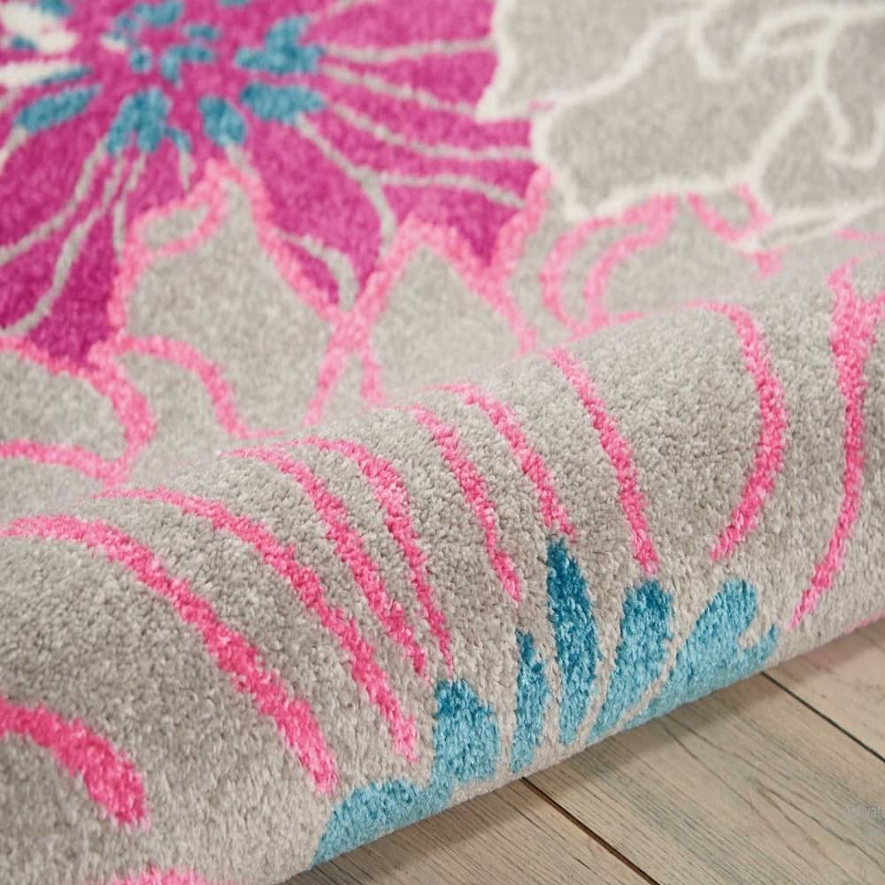 Nourison Contemporary Floral Rectangle Area Rug Passion Grey PSN17 Made In Turkey