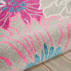 Nourison Contemporary Floral Rectangle Area Rug Passion Grey PSN17 Made In Turkey