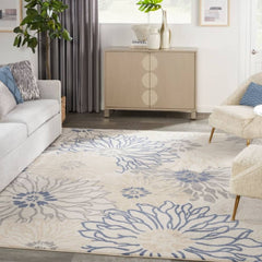 Nourison Contemporary Floral Rectangle Area Rug Passion Ivory Grey PSN17 Made In Turkey