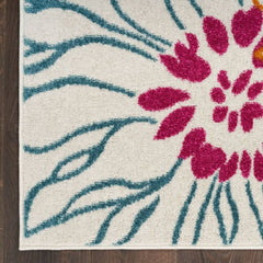 Nourison Contemporary Floral Rectangle Area Rug Passion Ivory Multicolor PSN17 Made In Turkey