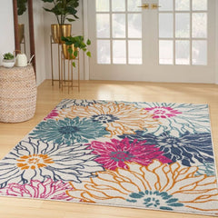 Nourison Contemporary Floral Rectangle Area Rug Passion Ivory Multicolor PSN17 Made In Turkey