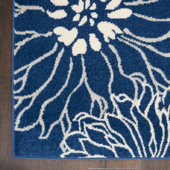 Nourison Contemporary Floral Rectangle Area Rug Passion Navy Ivory PSN17 Made In Turkey