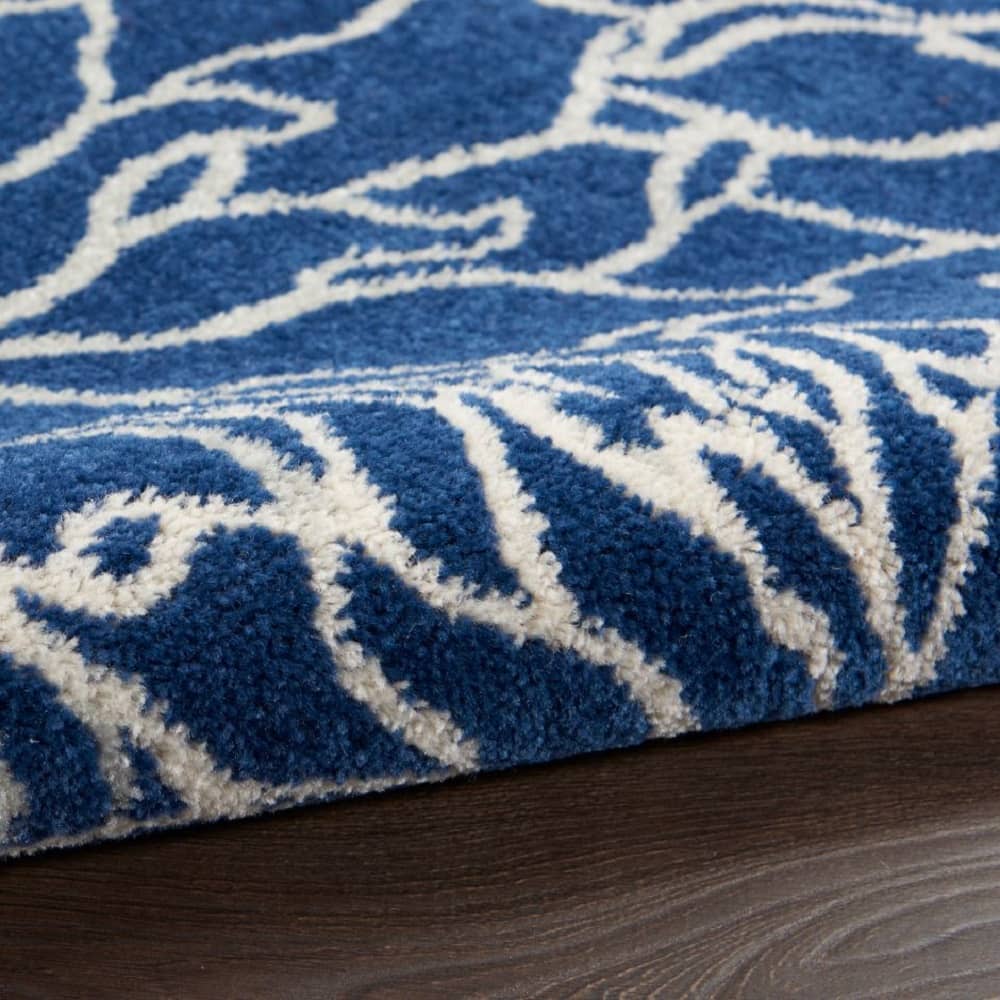 Nourison Contemporary Floral Rectangle Area Rug Passion Navy Ivory PSN17 Made In Turkey