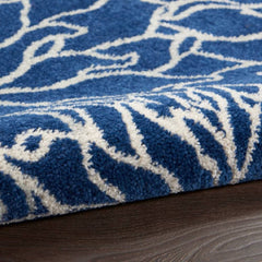 Nourison Contemporary Floral Rectangle Area Rug Passion Navy Ivory PSN17 Made In Turkey