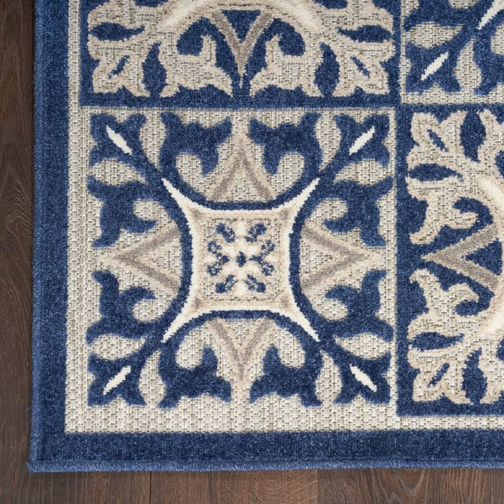 Nourison Contemporary Geometric Rectangle Area Rug Aloha Blue ALH34 Made In Turkey