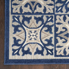 Nourison Contemporary Geometric Rectangle Area Rug Aloha Blue ALH34 Made In Turkey