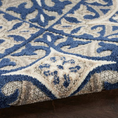 Nourison Contemporary Geometric Rectangle Area Rug Aloha Blue ALH34 Made In Turkey