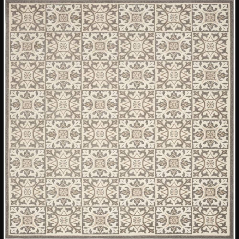 Nourison Contemporary Geometric Rectangle Area Rug Aloha Ivory ALH34 Made In Turkey