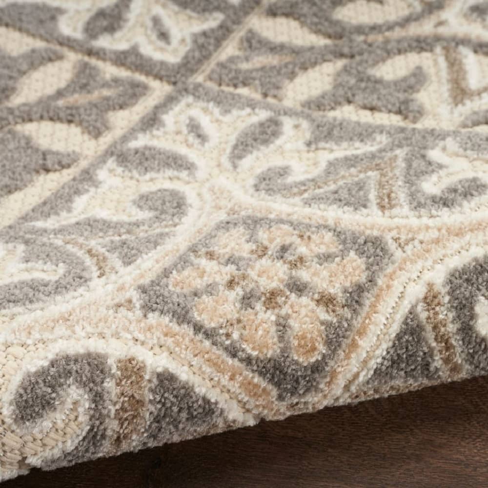 Nourison Contemporary Geometric Rectangle Area Rug Aloha Ivory ALH34 Made In Turkey