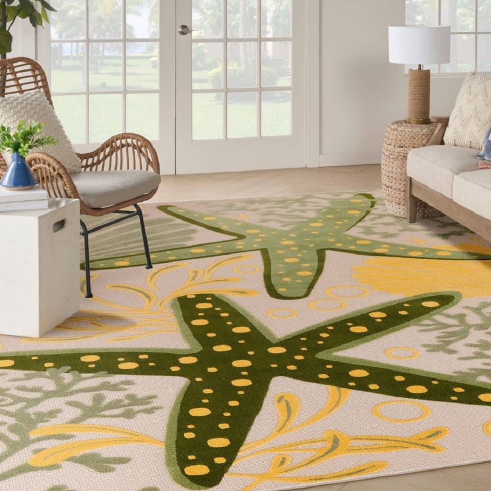 Nourison Contemporary Nature Rectangle Area Rug Aloha Green Yellow ALH24 Made In Turkey