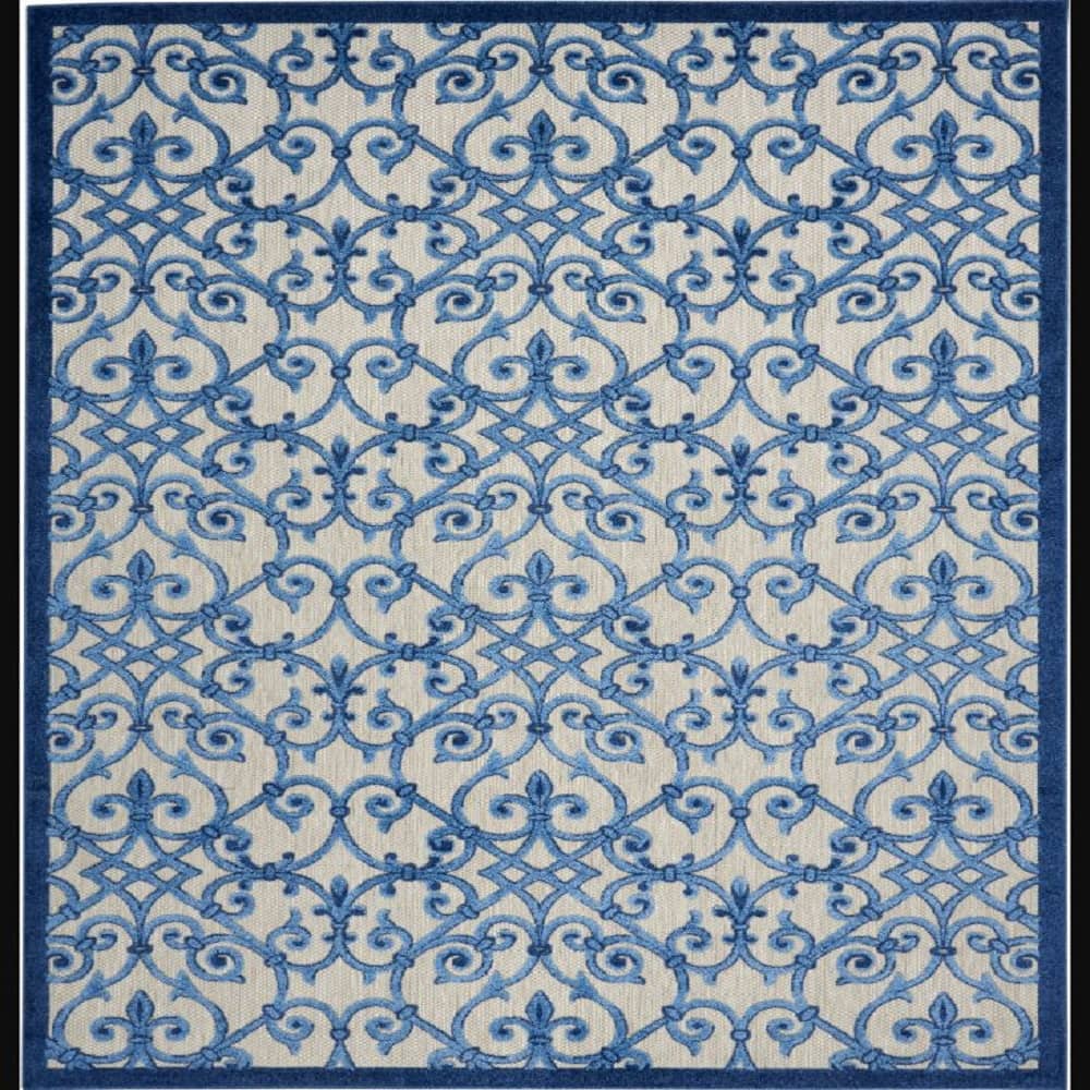 Nourison Contemporary Trellis Rectangle Area Rug Aloha Blue ALH21 Made In Turkey