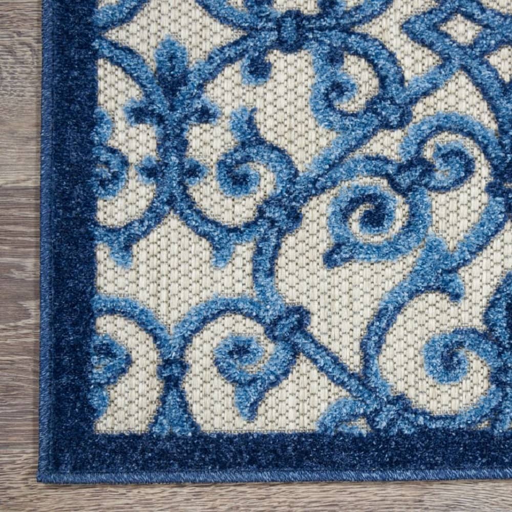 Nourison Contemporary Trellis Rectangle Area Rug Aloha Blue ALH21 Made In Turkey