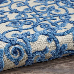 Nourison Contemporary Trellis Rectangle Area Rug Aloha Blue ALH21 Made In Turkey