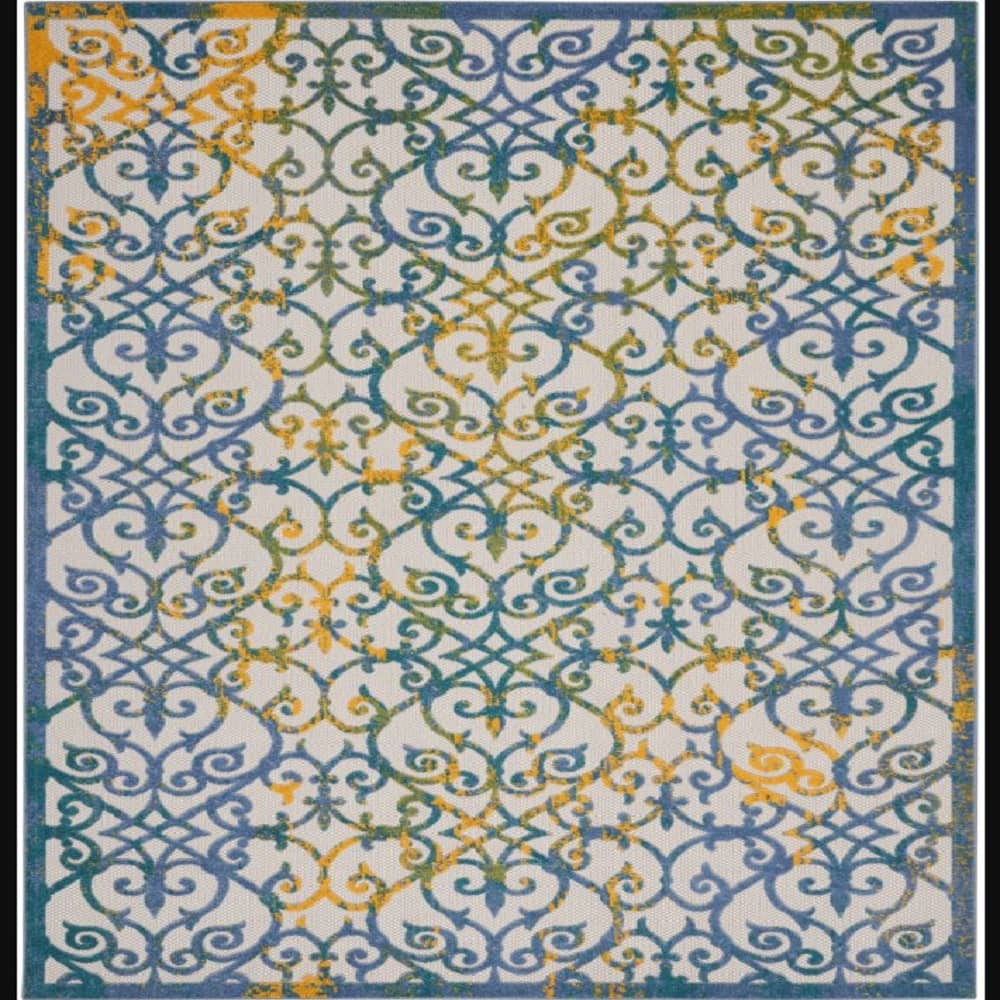 Nourison Contemporary Trellis Rectangle Area Rug Aloha Ivory ALH21 Made In Turkey