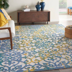 Nourison Contemporary Trellis Rectangle Area Rug Aloha Ivory ALH21 Made In Turkey