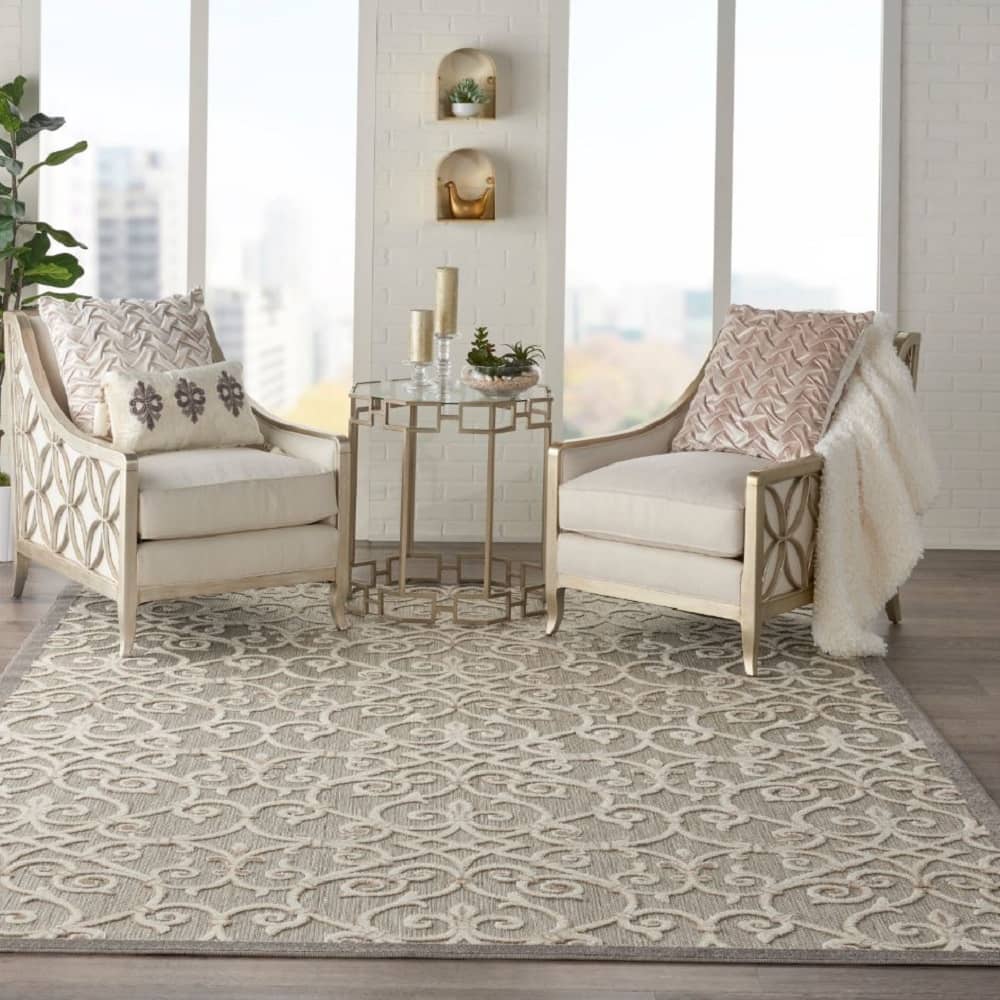 Nourison Contemporary Trellis Rectangle Area Rug Aloha Natural ALH21 Made In Turkey