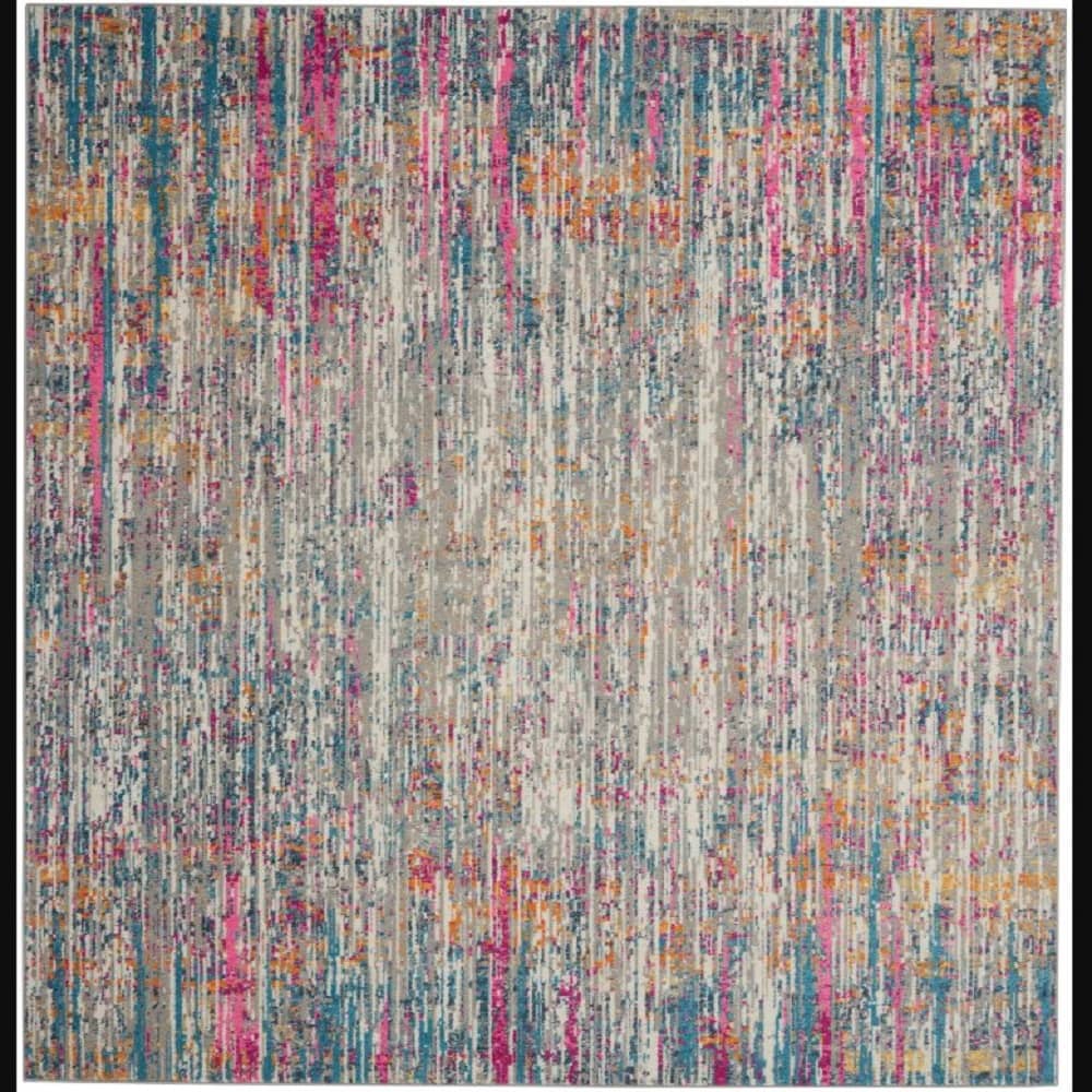 Nourison Modern Abstract Rectangle Area Rug Passion Ivory Multicolor PSN09 Made In Turkey