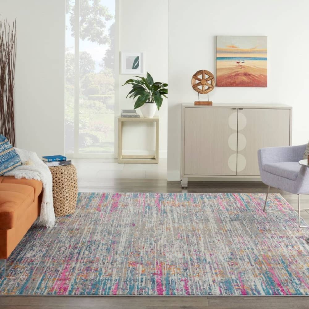 Nourison Modern Abstract Rectangle Area Rug Passion Ivory Multicolor PSN09 Made In Turkey