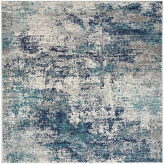 Nourison Modern Abstract Rectangle Area Rug Passion Ivory Teal PSN36 Made In Turkey