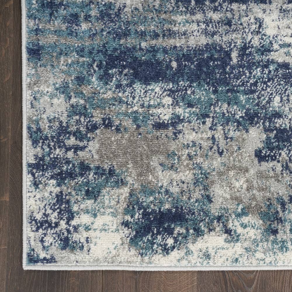 Nourison Modern Abstract Rectangle Area Rug Passion Ivory Teal PSN36 Made In Turkey