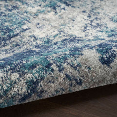 Nourison Modern Abstract Rectangle Area Rug Passion Ivory Teal PSN36 Made In Turkey