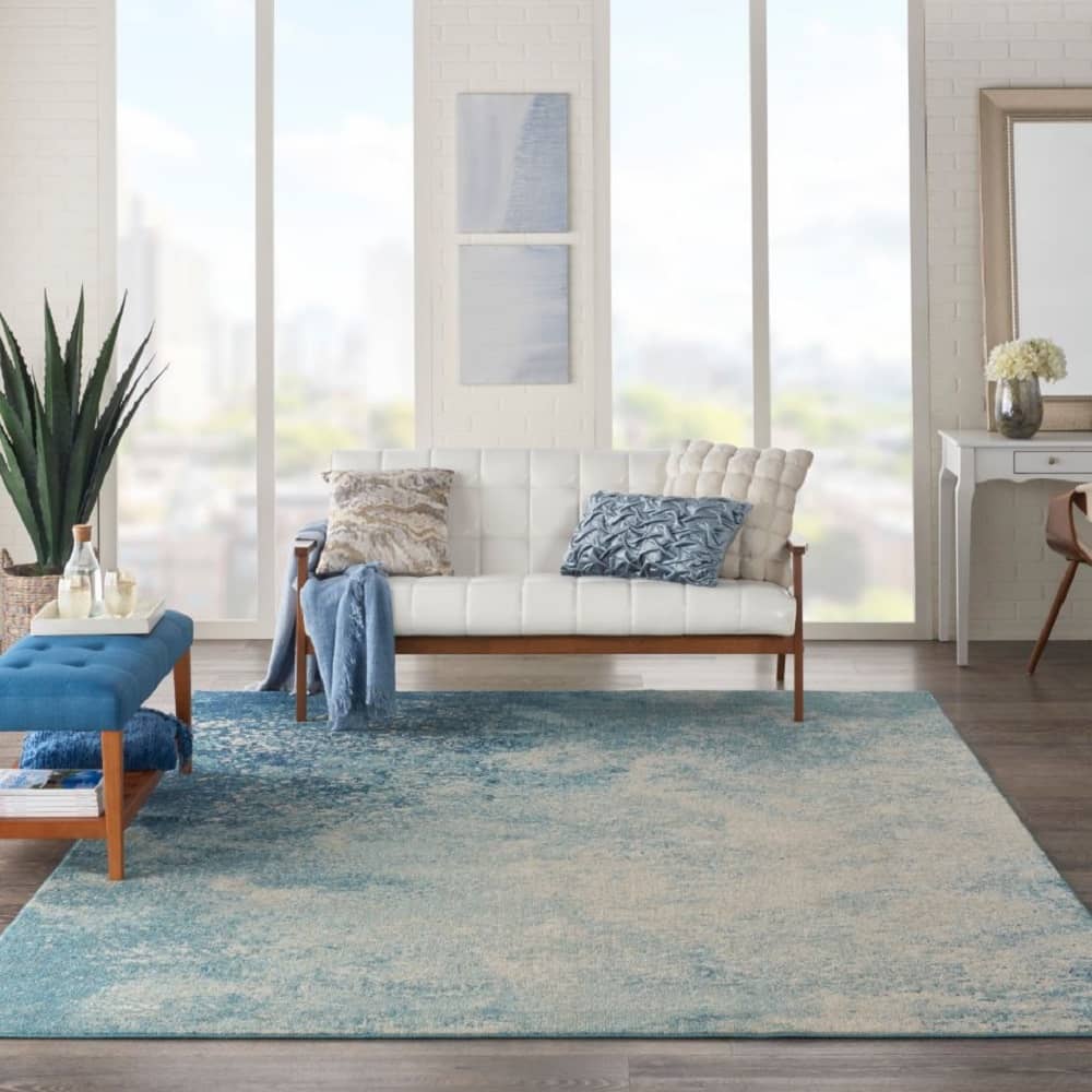 Nourison Modern Abstract Rectangle Area Rug Passion Navy Light Blue PSN10 Made In Turkey