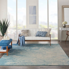 Nourison Modern Abstract Rectangle Area Rug Passion Navy Light Blue PSN10 Made In Turkey