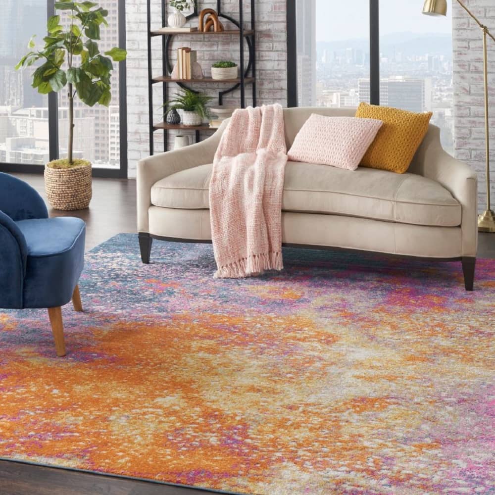 Nourison Modern Abstract Rectangle Area Rug Passion Sunburst PSN10 Made In Turkey