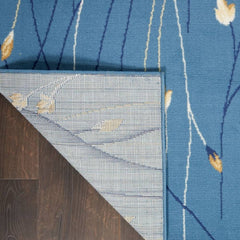 Nourison Modern Floral Rectangle Area Rug Grafix Blue GRF15 Made In Turkey