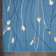 Nourison Modern Floral Rectangle Area Rug Grafix Blue GRF15 Made In Turkey