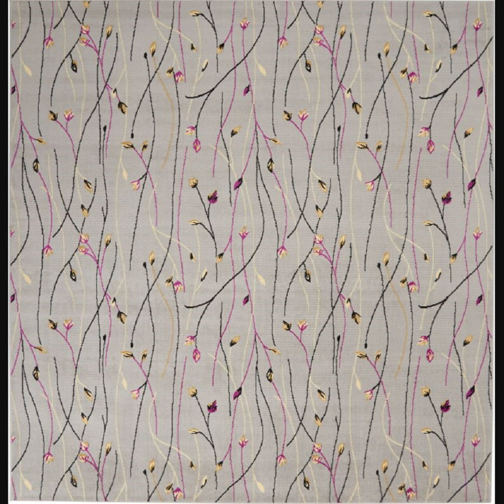Nourison Modern Floral Rectangle Area Rug Grafix Grey GRF15 Made In Turkey