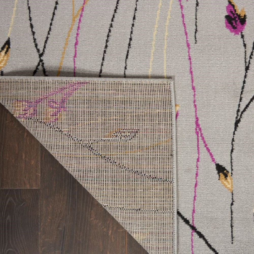 Nourison Modern Floral Rectangle Area Rug Grafix Grey GRF15 Made In Turkey