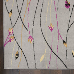 Nourison Modern Floral Rectangle Area Rug Grafix Grey GRF15 Made In Turkey