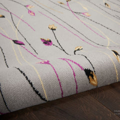 Nourison Modern Floral Rectangle Area Rug Grafix Grey GRF15 Made In Turkey