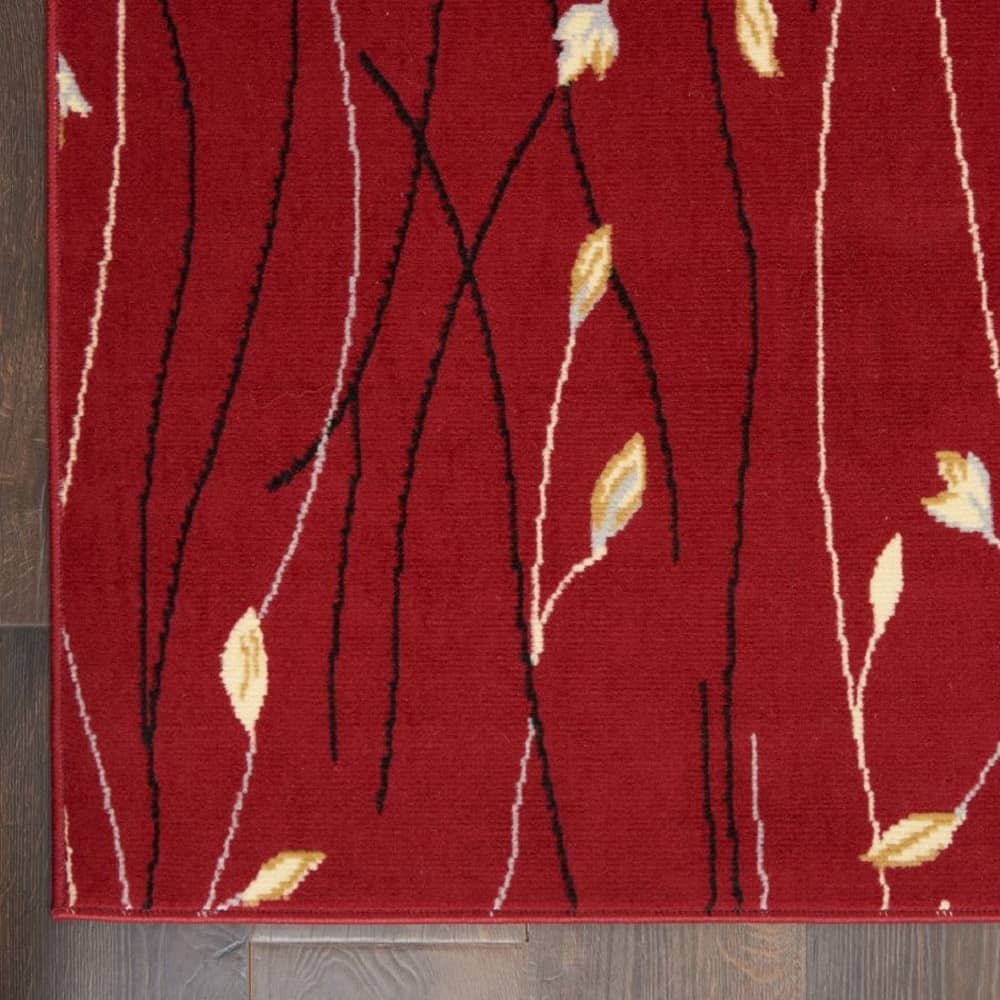 Nourison Modern Floral Rectangle Area Rug Grafix Red GRF15 Made In Turkey