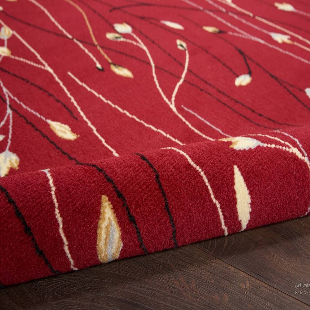Nourison Modern Floral Rectangle Area Rug Grafix Red GRF15 Made In Turkey