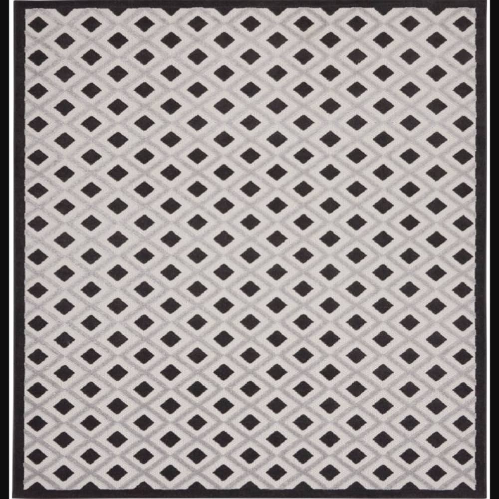 Nourison Modern Geometric Rectangle Area Rug Aloha Black White ALH26 Made In Turkey