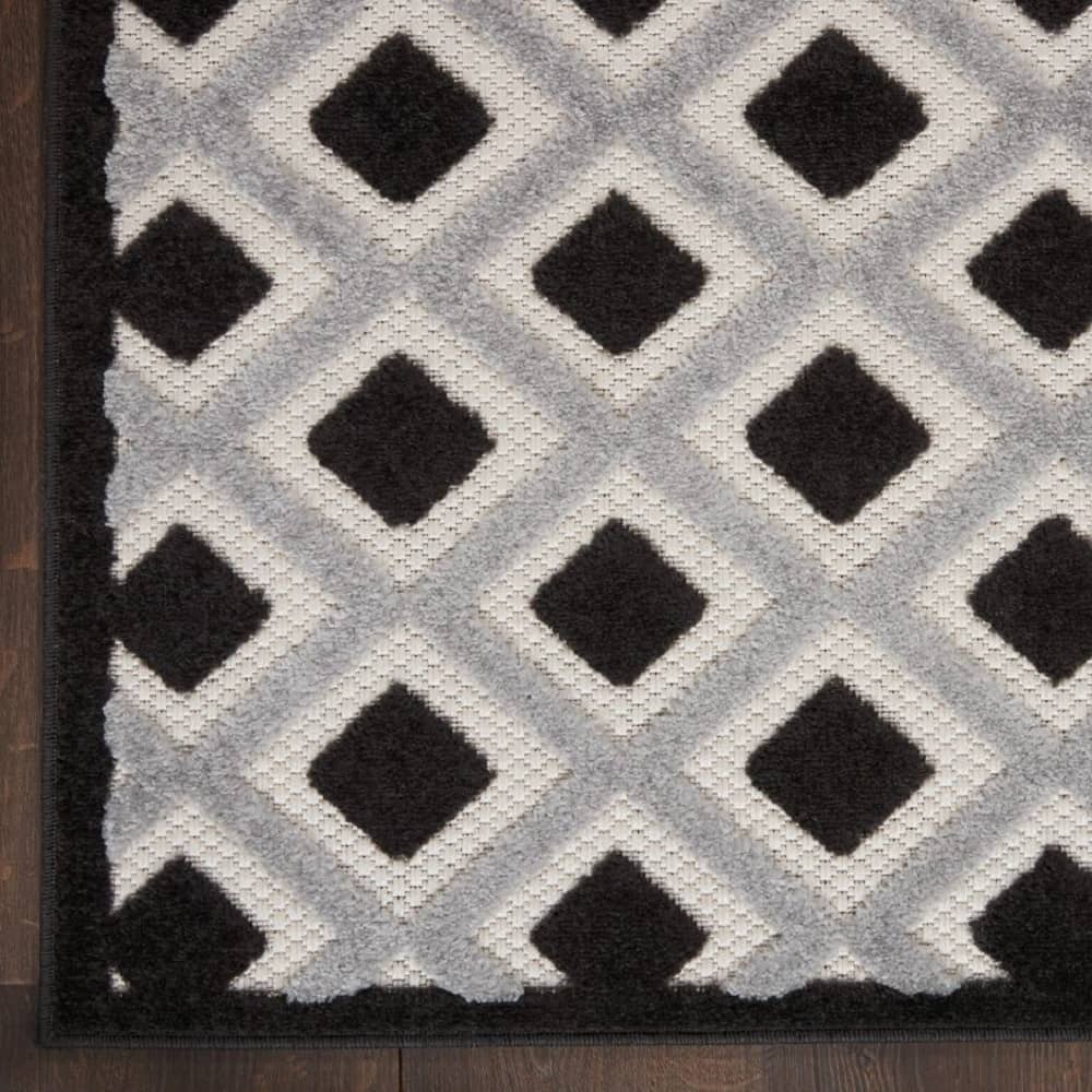 Nourison Modern Geometric Rectangle Area Rug Aloha Black White ALH26 Made In Turkey